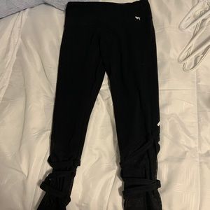 Black pink leggings with see-through legs
